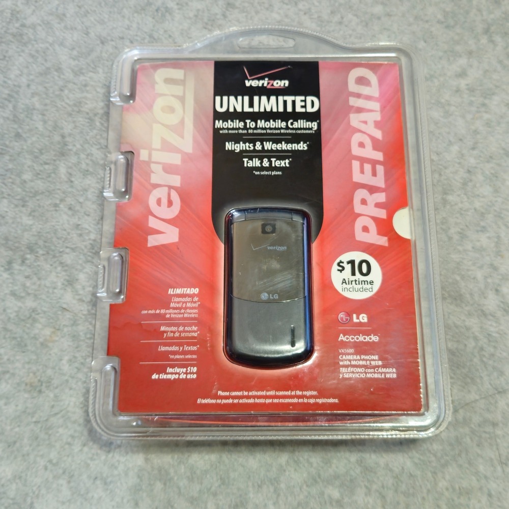 LG Accolade VX5600 Flip Phone Verizon Prepaid Blue Silver Camera Bluetooth NEW